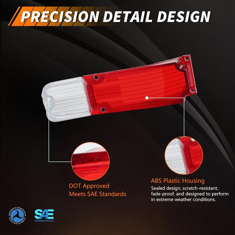 MOTRUM Tail Light Lens Compatible with Chevy Chevelle 1966, [DOT] [IP67 Waterproof] Tail Lamp Lens (Left + Right), Replace OEM #CH-TL/RL-66, 1 Pair, Red Lens - Image 4